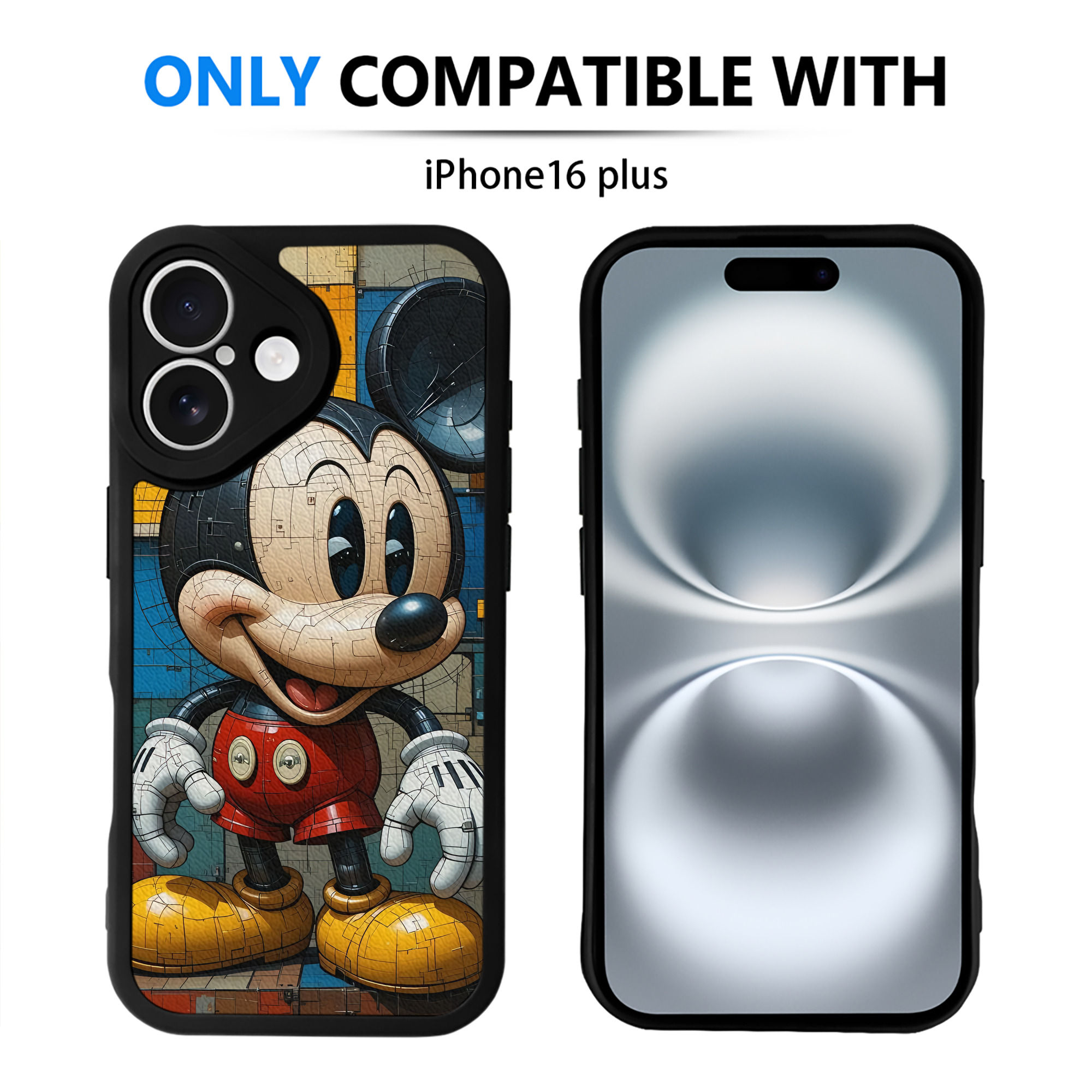 （画像用） ミッキーマウス Mickey Mouse 【iPhone 16シリーズ対応】シリコンスマホケース（レザー調） 材質：シリコン